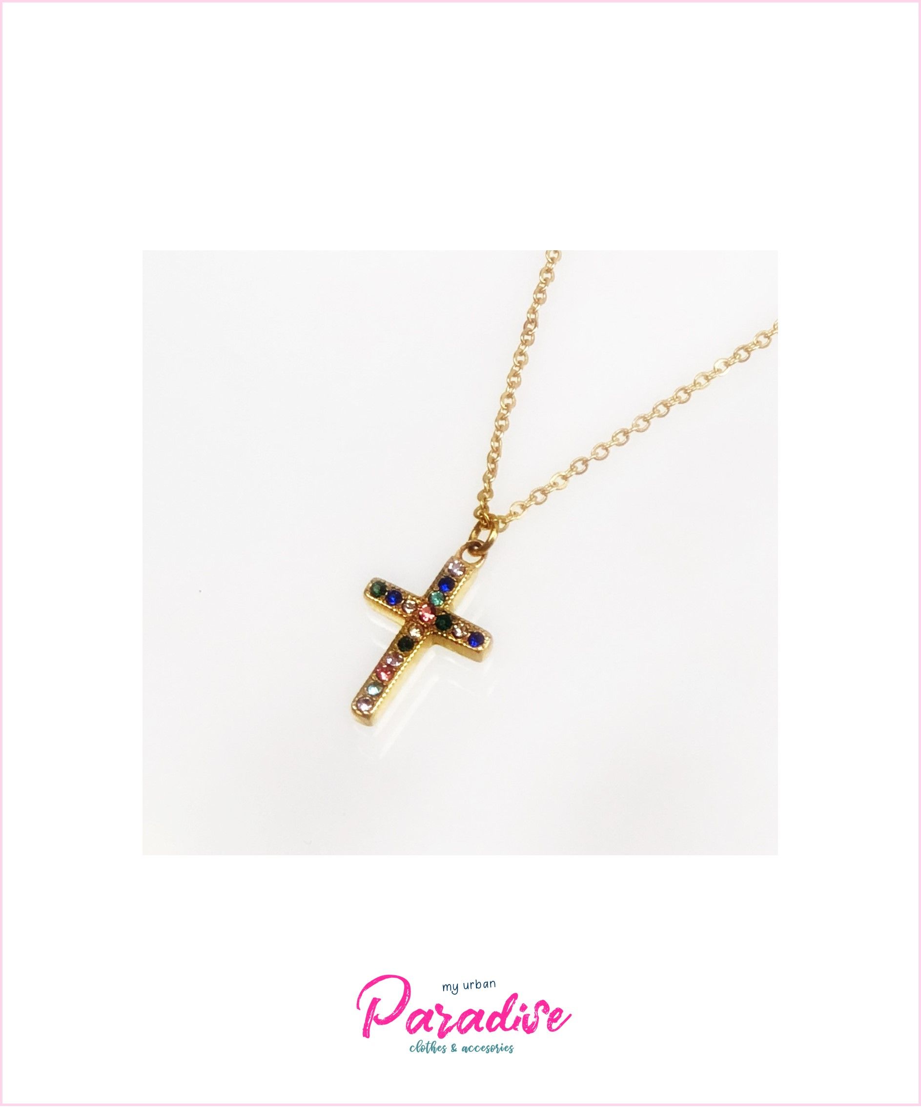 Collar acero mini cruz